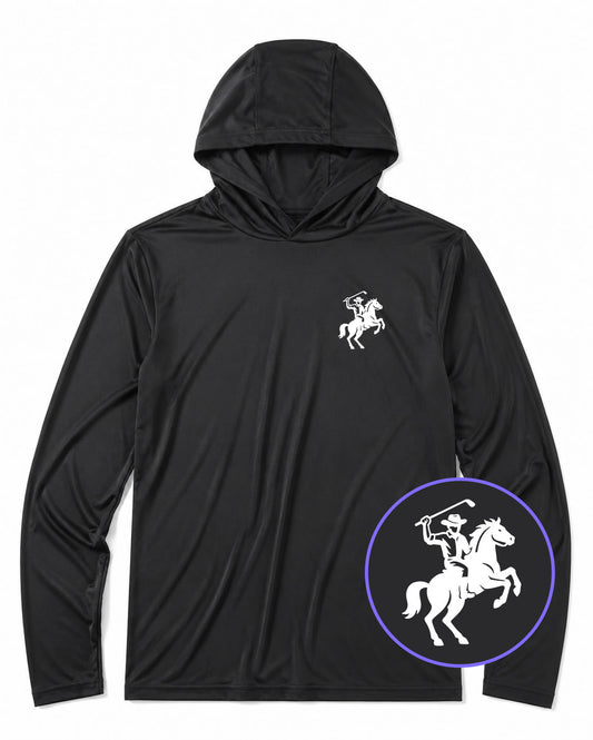 Black Golf Cowboy Riding Horse Men's Lightweight Performance Golf Hoodie