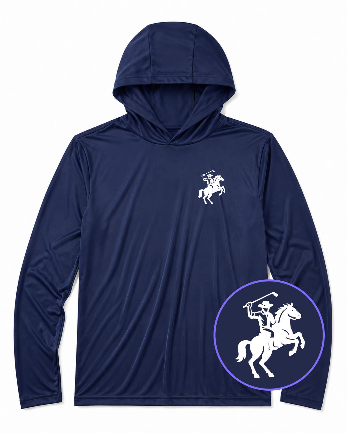 Navy Blue Golf Cowboy Riding Horse Men's Lightweight Performance Golf Hoodie