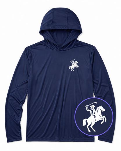 Navy Blue Golf Cowboy Riding Horse Men's Lightweight Performance Golf Hoodie