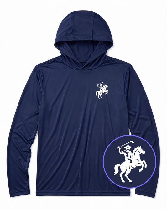Navy Blue Golf Cowboy Riding Horse Men's Lightweight Performance Golf Hoodie