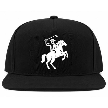 Black Golf Cowboy Riding Horse Golf Snapback Hat