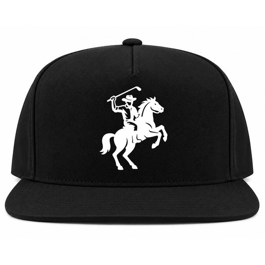 Black Golf Cowboy Riding Horse Golf Snapback Hat