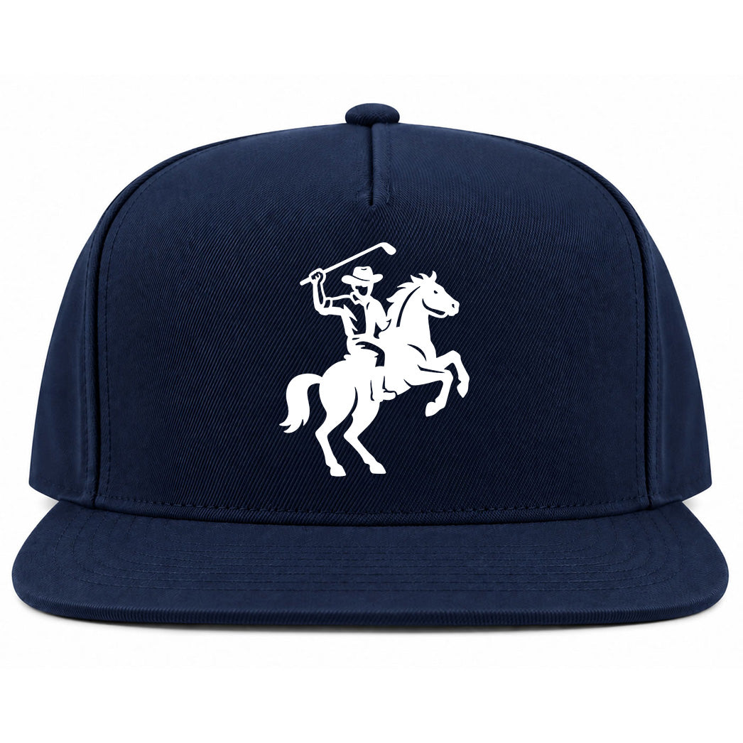 Navy Blue Golf Cowboy Riding Horse Golf Snapback Hat