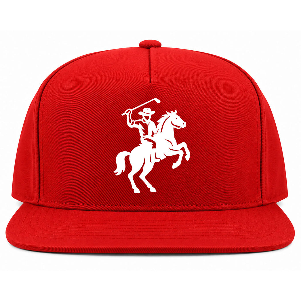 Red Golf Cowboy Riding Horse Golf Snapback Hat
