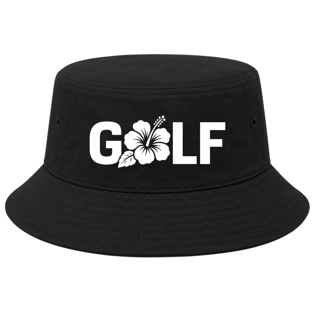 Black Golf Hibiscus Flower Golf Bucket Hat