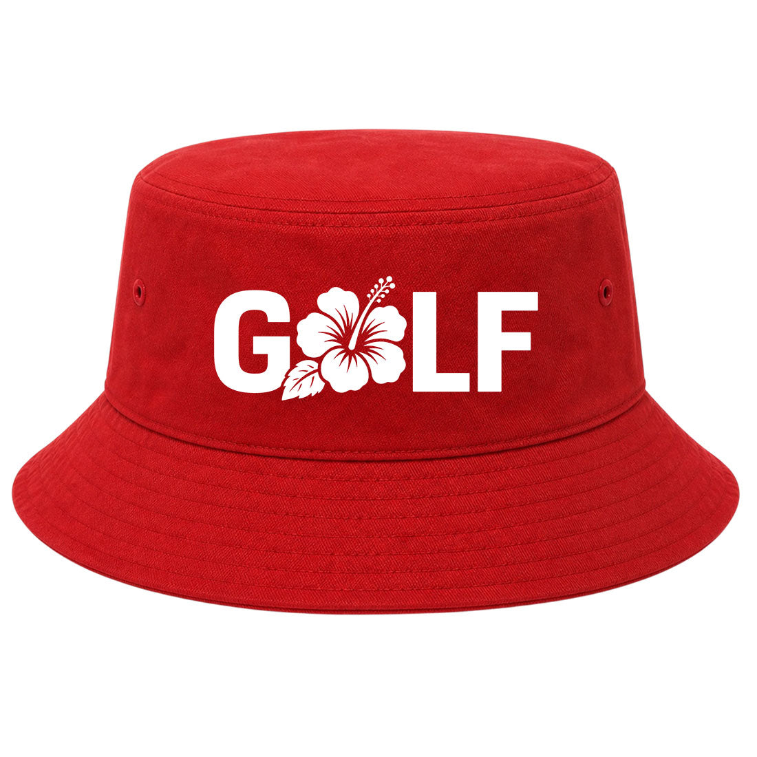 Red Golf Hibiscus Flower Golf Bucket Hat