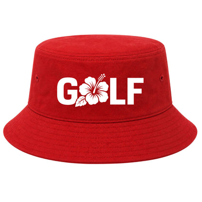 Red Golf Hibiscus Flower Golf Bucket Hat