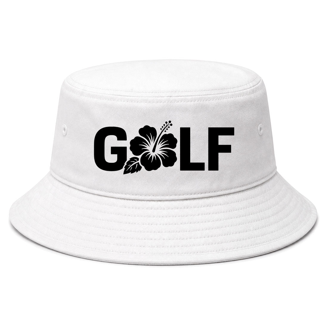 White Golf Hibiscus Flower Golf Bucket Hat