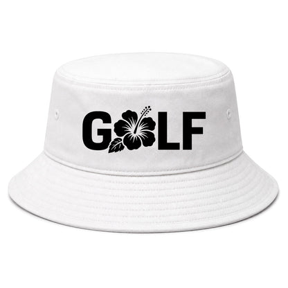 White Golf Hibiscus Flower Golf Bucket Hat