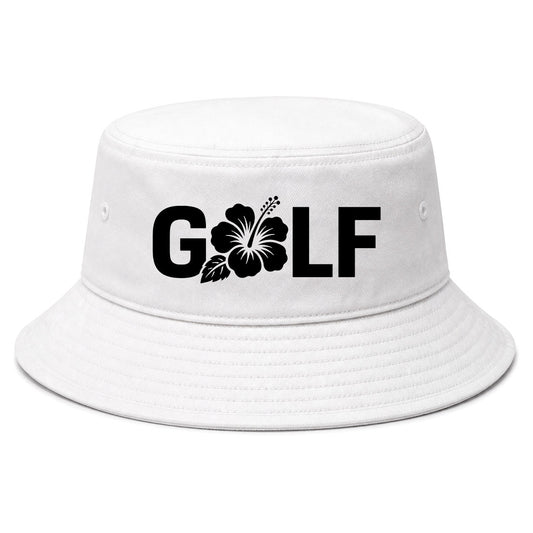 White Golf Hibiscus Flower Golf Bucket Hat