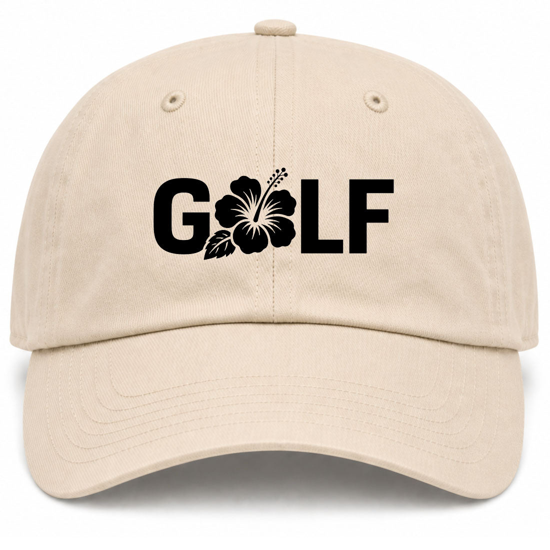 Beige Golf Hibiscus Flower Golf Dad Hat