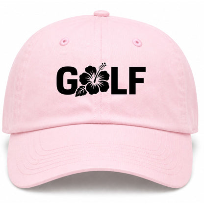 Pink Golf Hibiscus Flower Golf Dad Hat