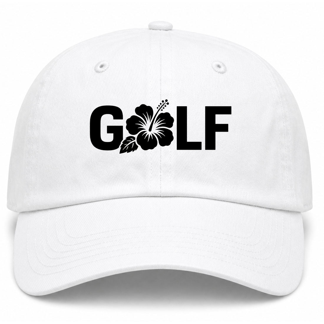 White Golf Hibiscus Flower Golf Dad Hat