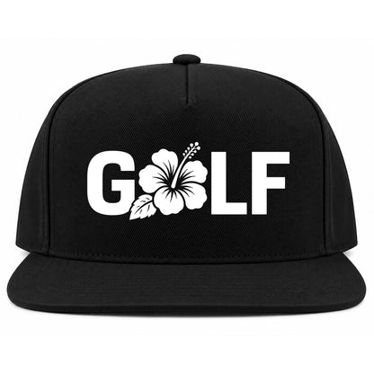 Black Golf Hibiscus Flower Golf Snapback Hat