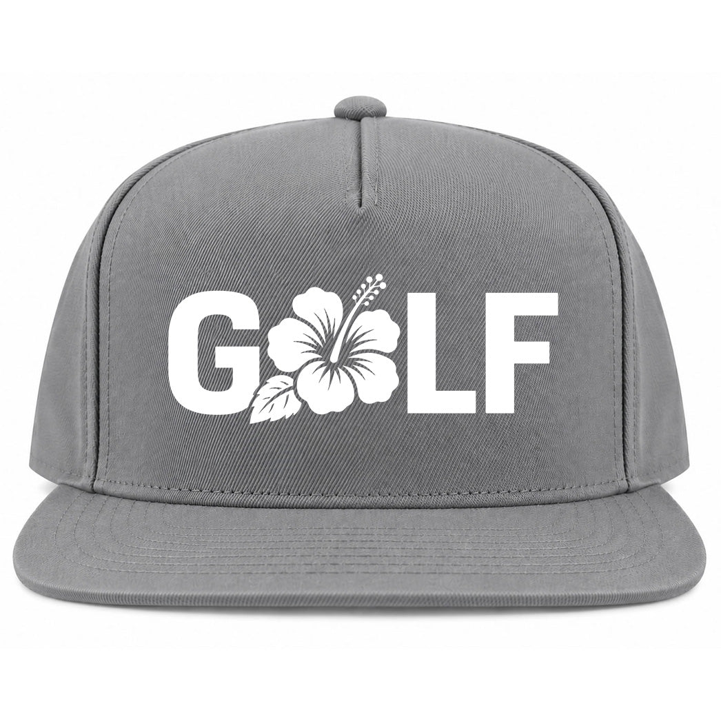 Grey Golf Hibiscus Flower Golf Snapback Hat