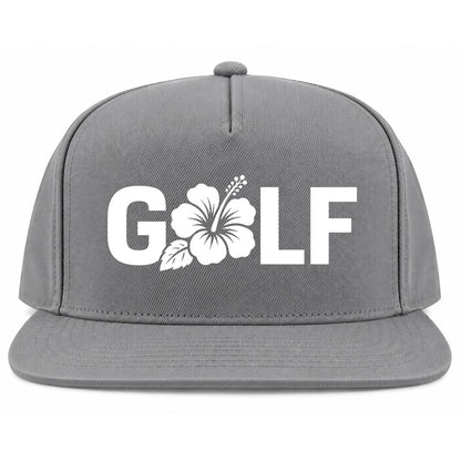 Grey Golf Hibiscus Flower Golf Snapback Hat
