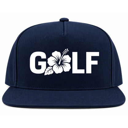 Navy Blue Golf Hibiscus Flower Golf Snapback Hat