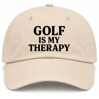 Beige Golf Is My Therapy Golf Dad Hat