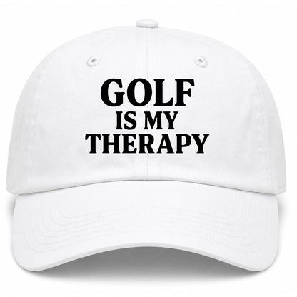White Golf Is My Therapy Golf Dad Hat