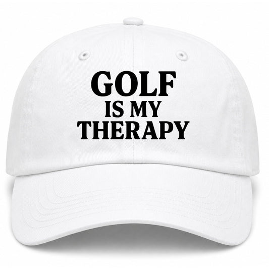 White Golf Is My Therapy Golf Dad Hat