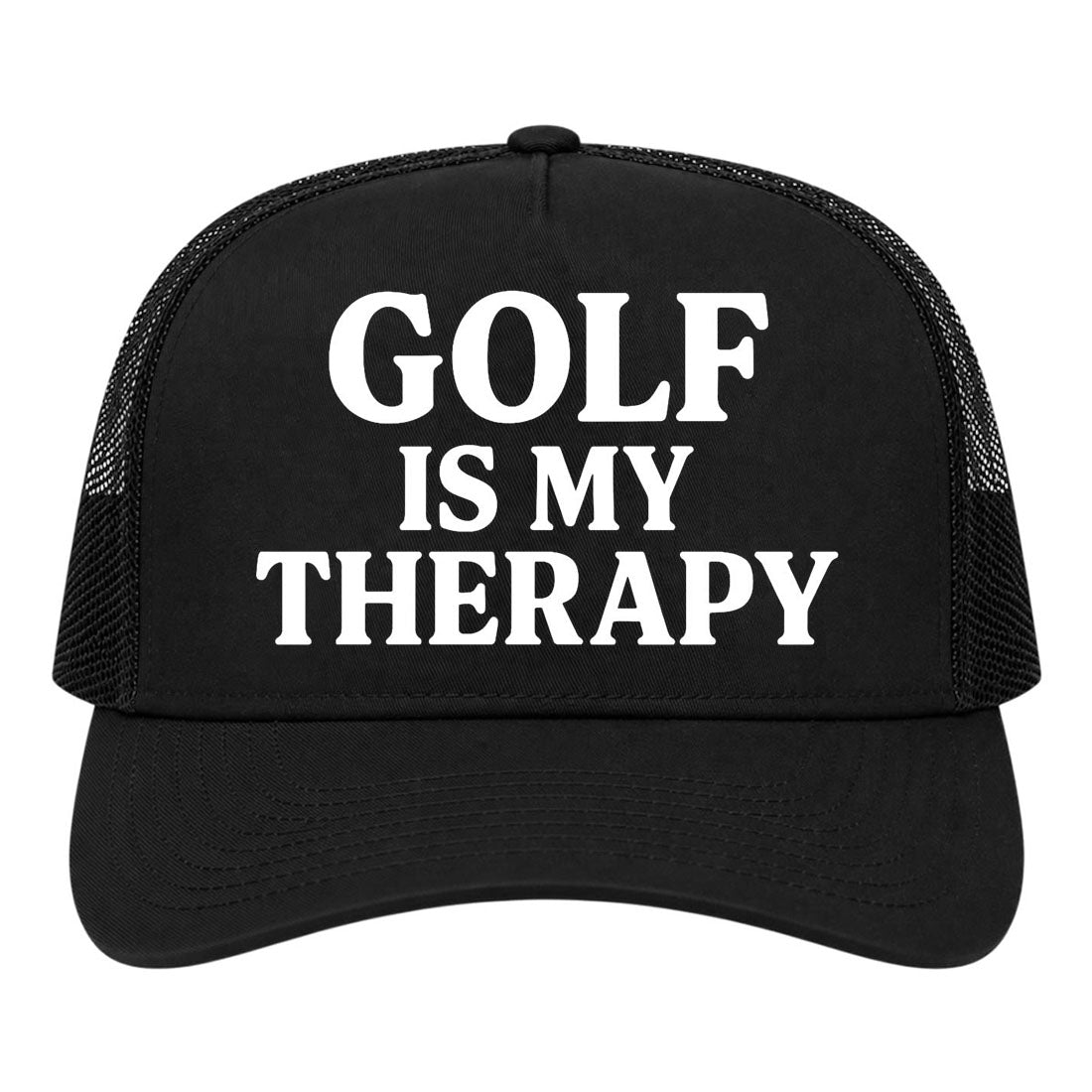 Black Golf Is My Therapy Golf Trucker Hat