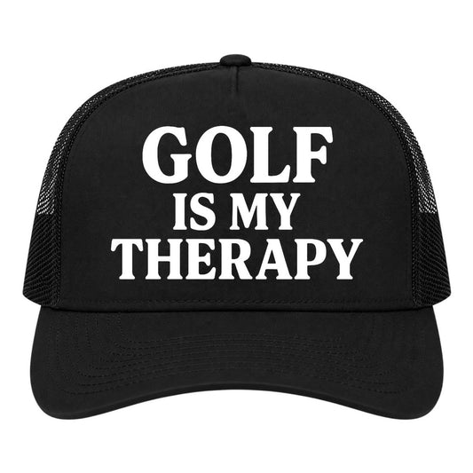 Black Golf Is My Therapy Golf Trucker Hat