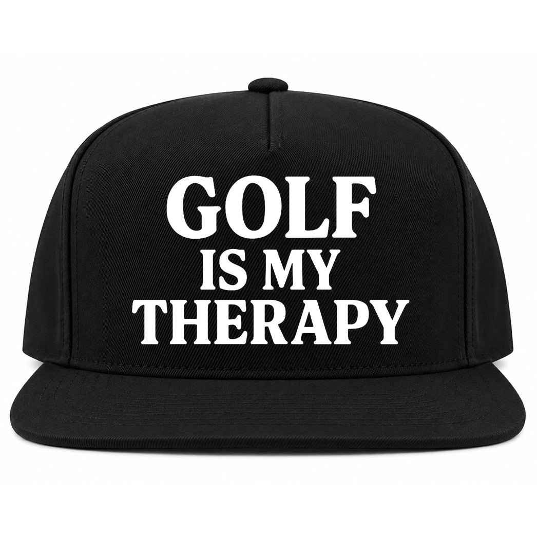Black Golf Is My Therapy Golf Snapback Hat