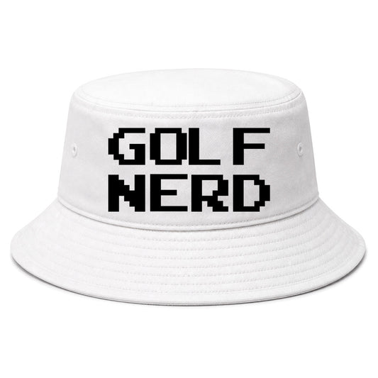 White Golf Nerd Golf Bucket Hat