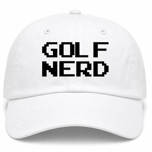 White Golf Nerd Golf Dad Hat