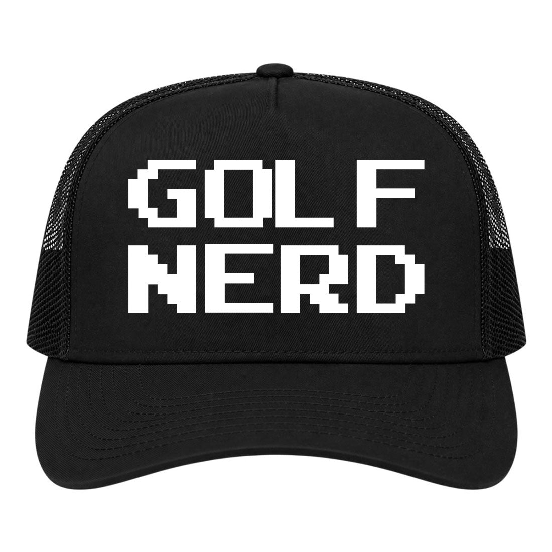 Black Golf Nerd Golf Trucker Hat