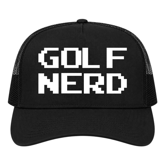 Black Golf Nerd Golf Trucker Hat