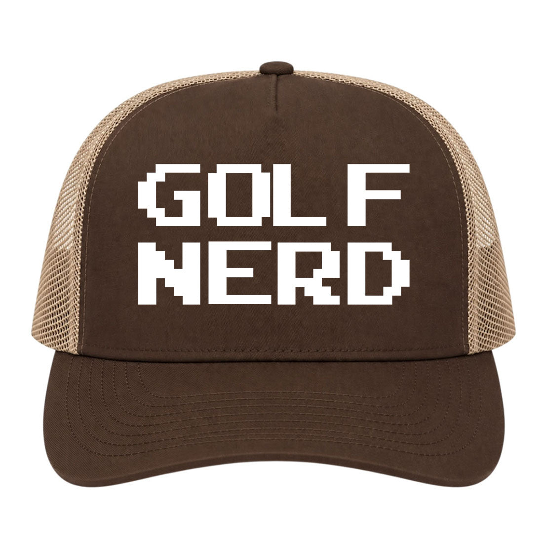 Brown Golf Nerd Golf Trucker Hat