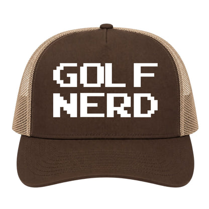 Brown Golf Nerd Golf Trucker Hat
