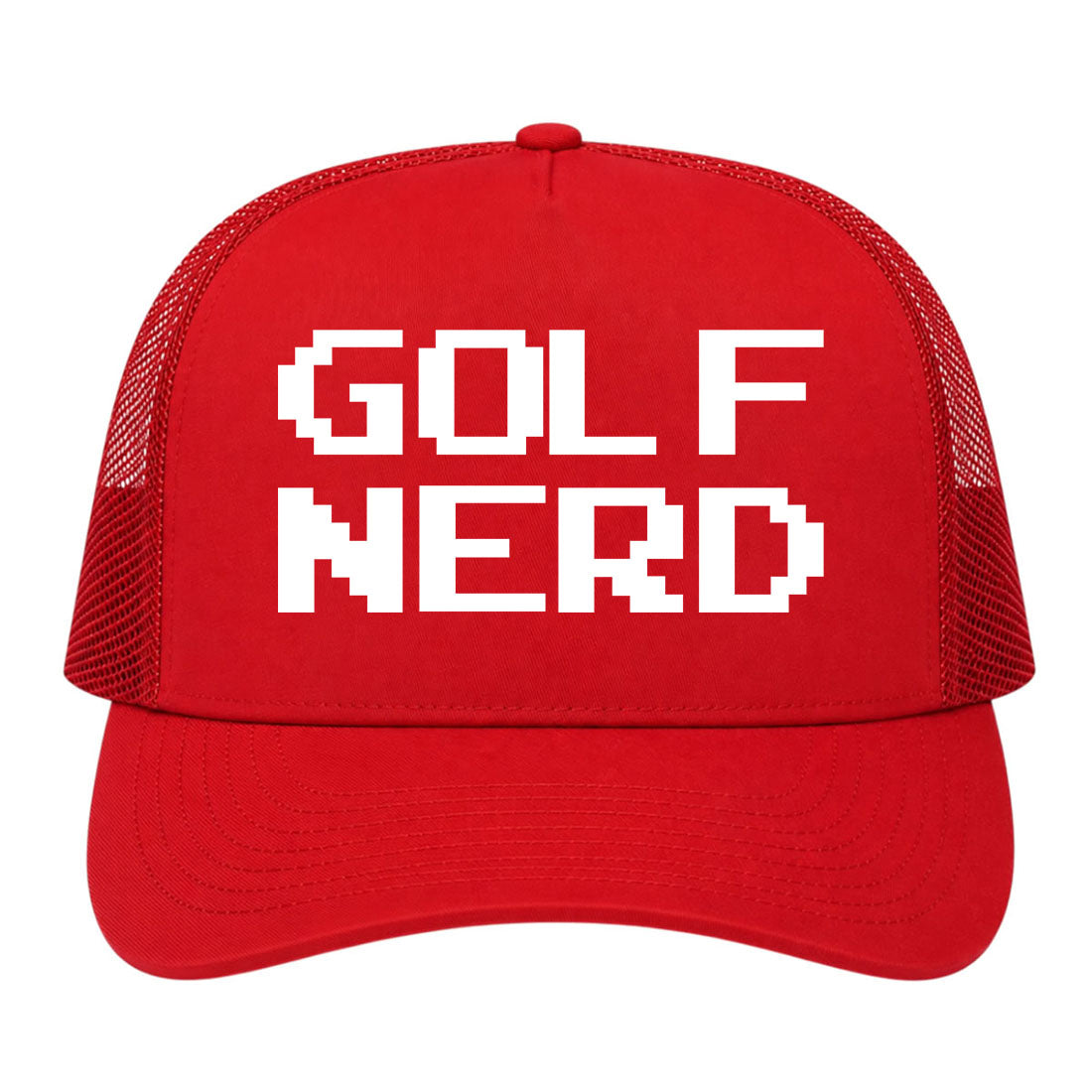 Red Golf Nerd Golf Trucker Hat