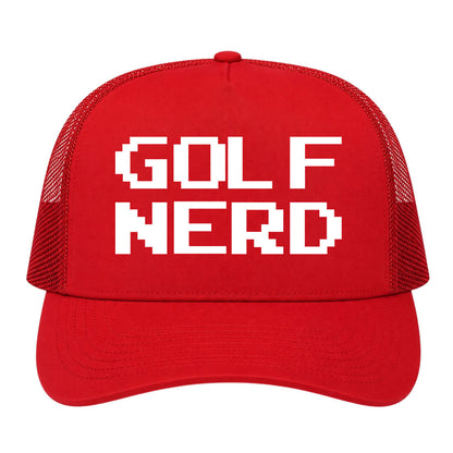 Red Golf Nerd Golf Trucker Hat