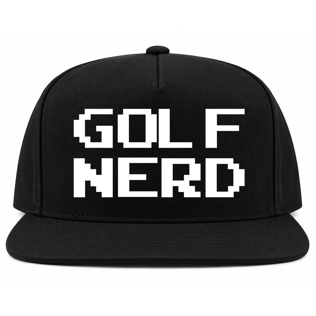 Black Golf Nerd Golf Snapback Hat
