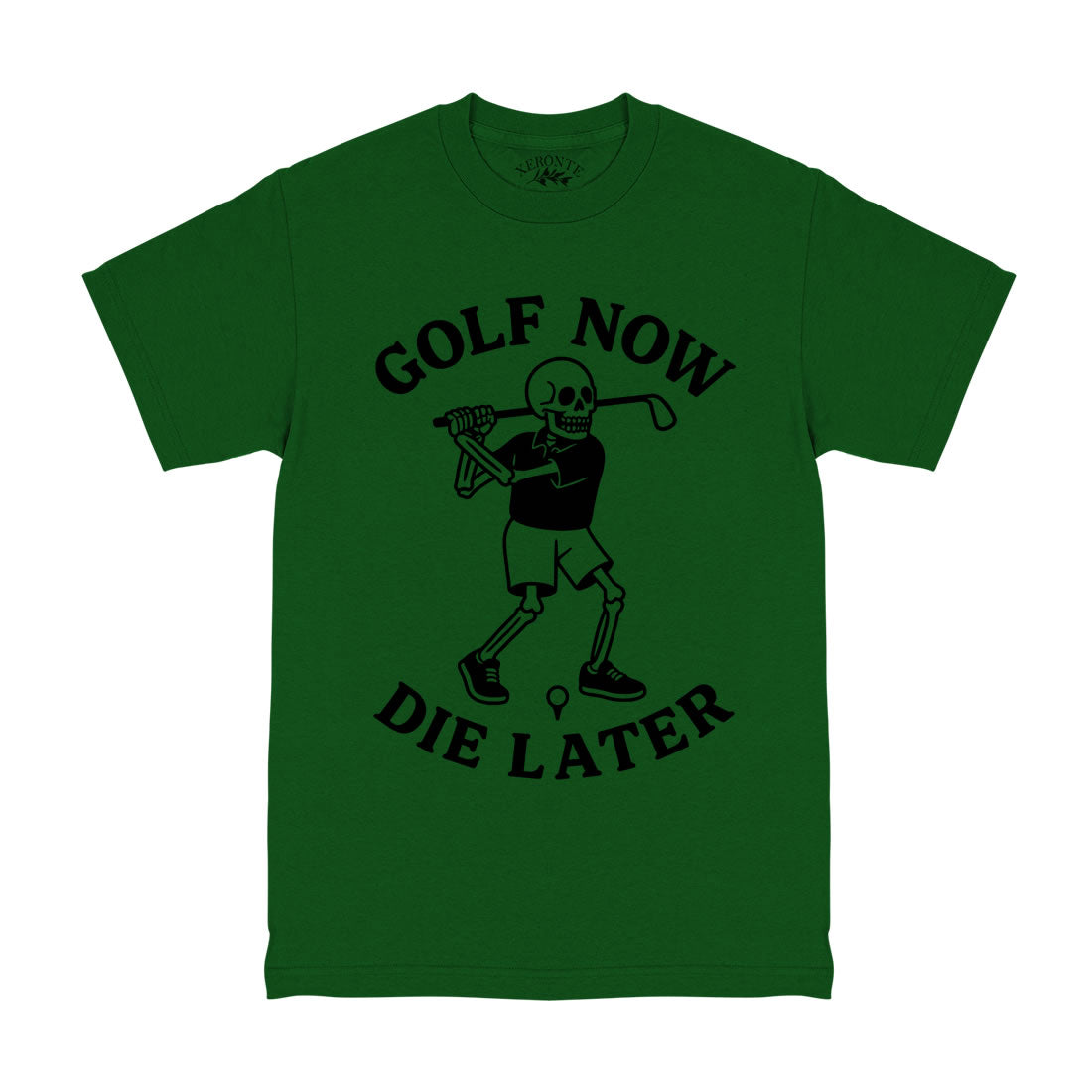 Green Golf Now Die Later Skull Skeleton Men's T-Shirt