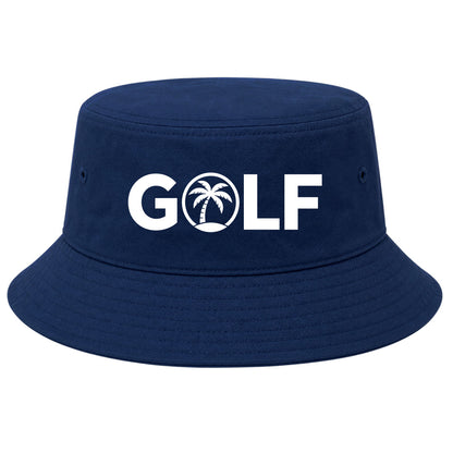Navy Golf Palm Tree Logo Golf Bucket Hat