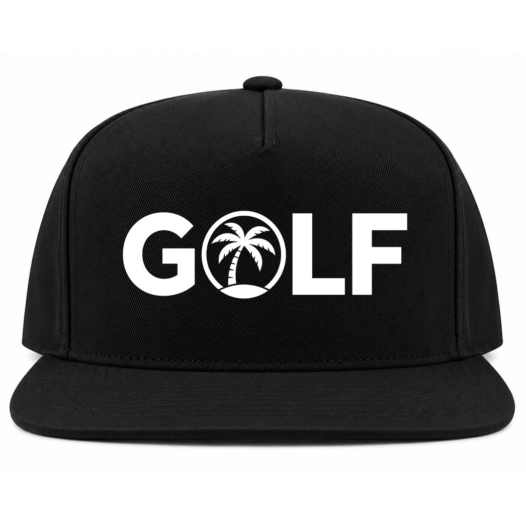 Black Golf Palm Tree Logo Golf Snapback Hat