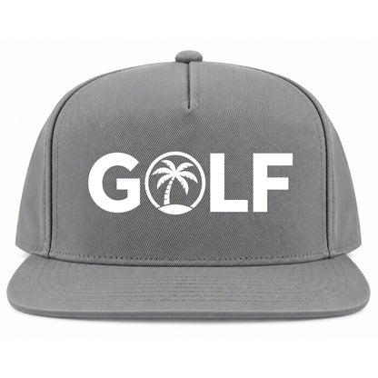 Grey Golf Palm Tree Logo Golf Snapback Hat