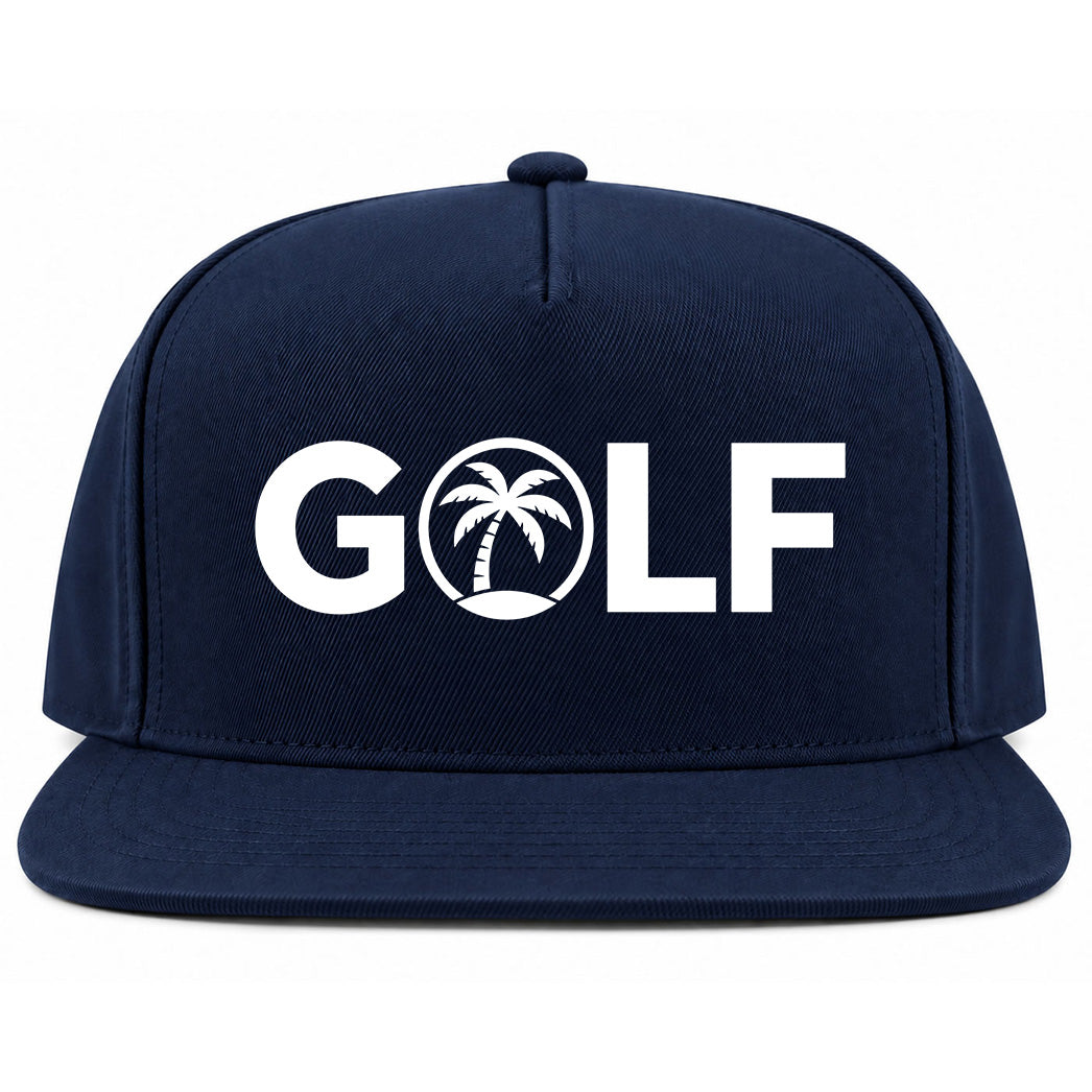 Navy Blue Golf Palm Tree Logo Golf Snapback Hat