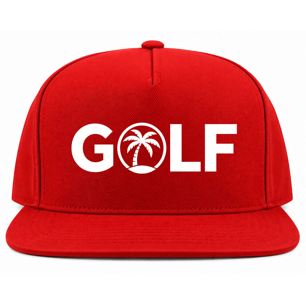 Red Golf Palm Tree Logo Golf Snapback Hat