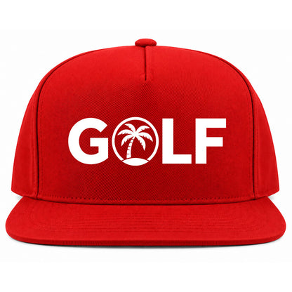 Red Golf Palm Tree Logo Golf Snapback Hat