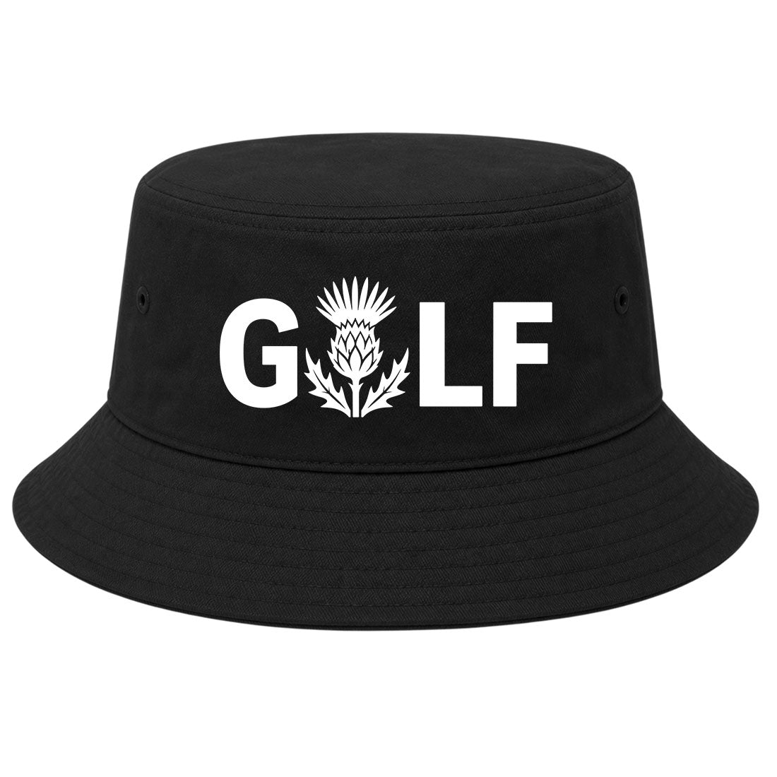 Black Golf Scottish Thistle Flower Golf Bucket Hat