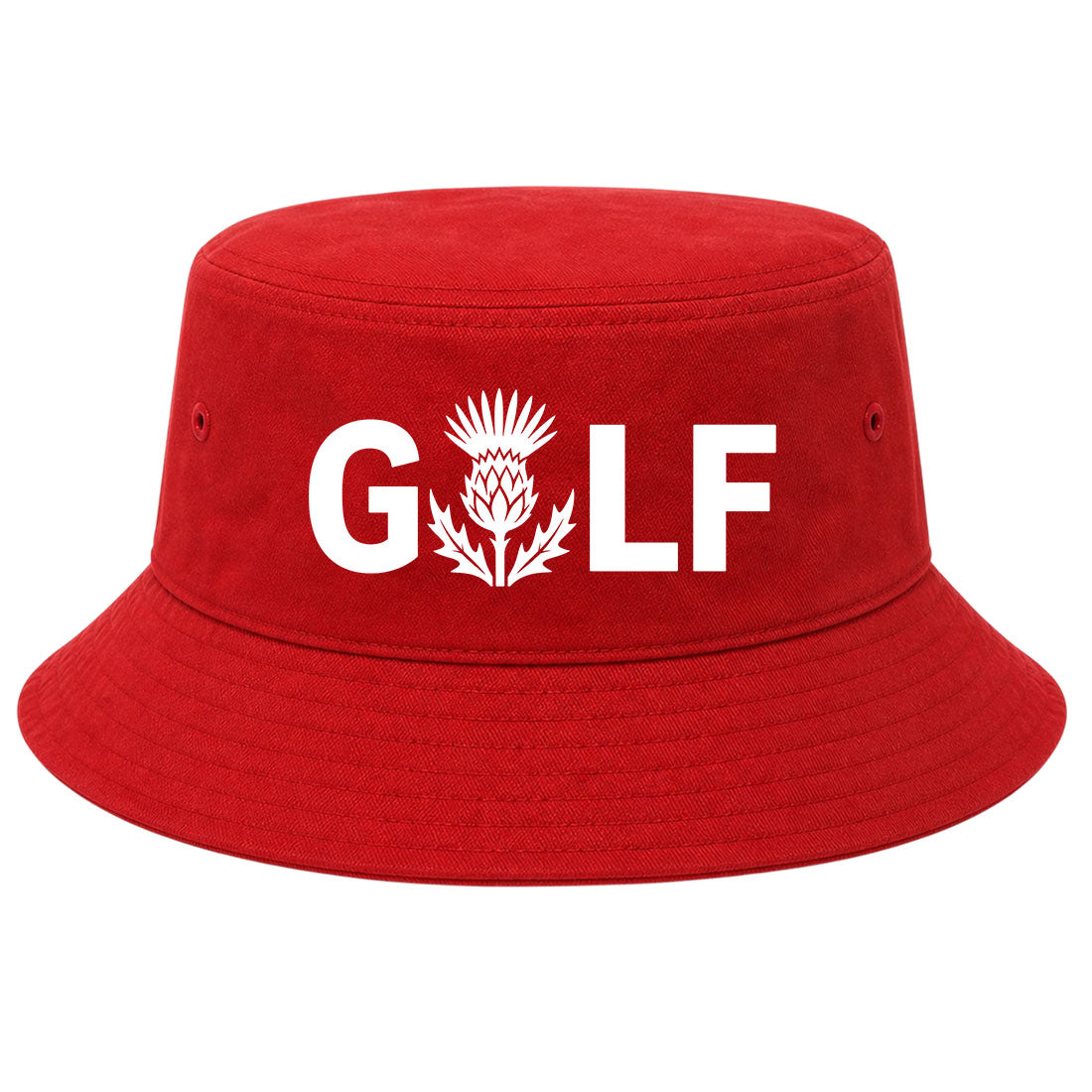 Red Golf Scottish Thistle Flower Golf Bucket Hat