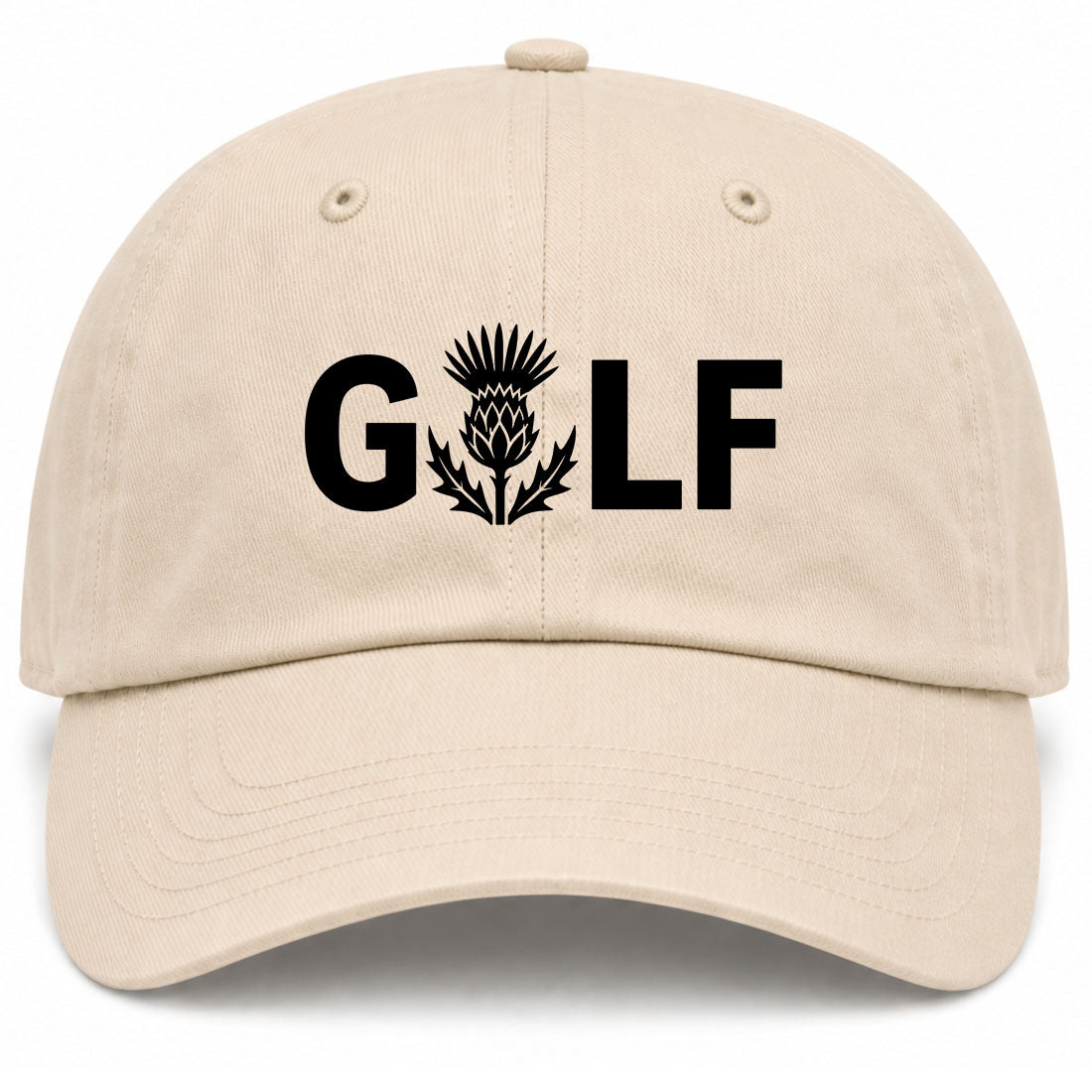 Beige Golf Scottish Thistle Flower Golf Dad Hat