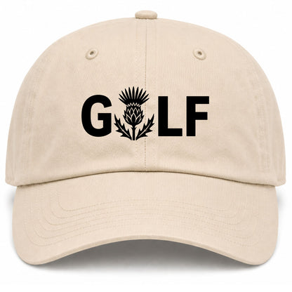 Beige Golf Scottish Thistle Flower Golf Dad Hat