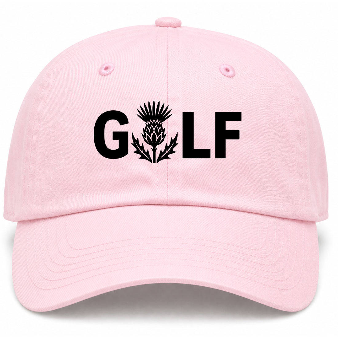 Pink Golf Scottish Thistle Flower Golf Dad Hat