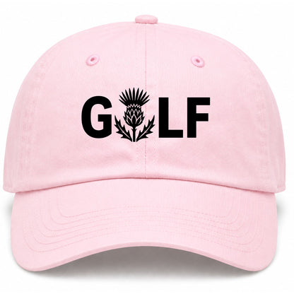 Pink Golf Scottish Thistle Flower Golf Dad Hat