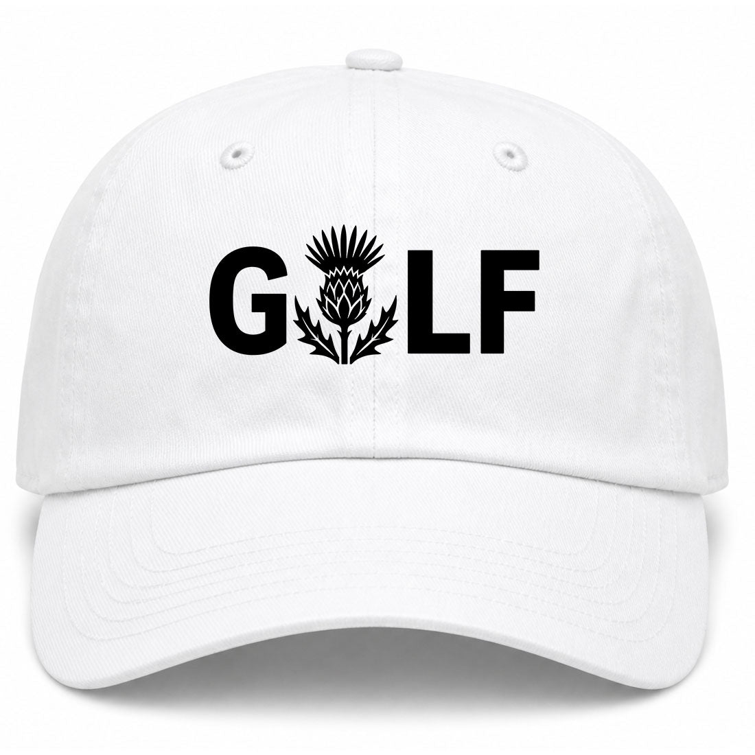 White Golf Scottish Thistle Flower Golf Dad Hat